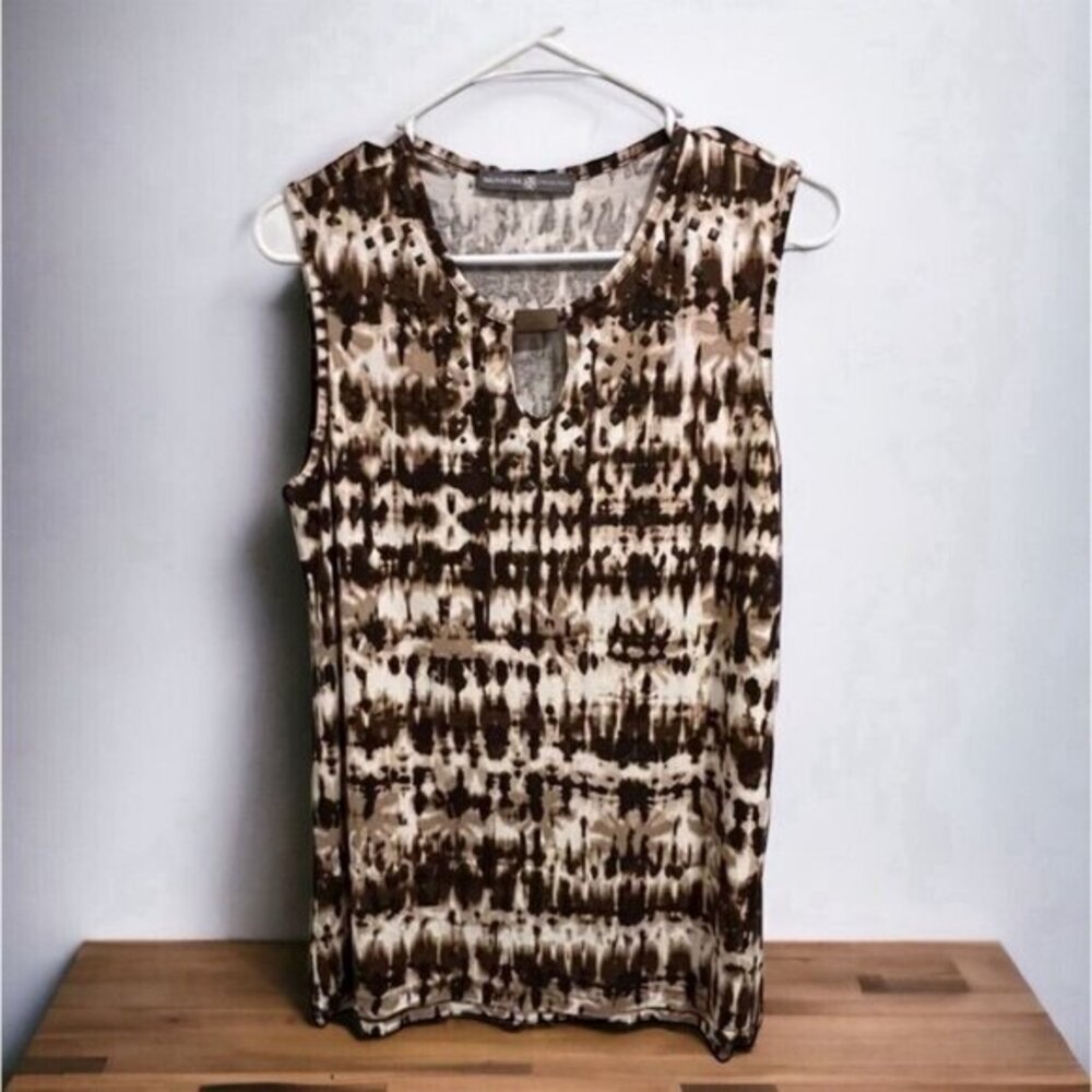 Signature Collection Sleeveless‎ Tie Dye Top S Boho Chic Keyhole Neckline Casual